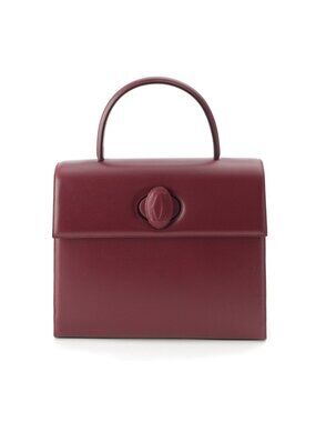 Cartier Must Line Leather Turnlock Top Handle Handbag Bordeaux